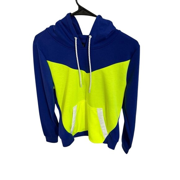 SOUTHPOLE Women's Size M Blue/Neon Yellow Hooded Sweatshirt Pullover Hoodie - Picture 3 of 4